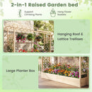 45 Inch Tall Wooden Raised Garden Bed with Side Trellis and Hanging Roof Drainage Holes by LJGDeals