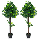 45 Inches Artificial Hydrangea Tree with Real Wood Trunk and Realistic Hydrangea Leaves by LJGDeals