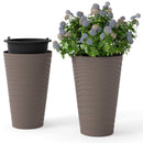 45 cm Tall Flower Pot Set of 2 with Insert Bucket and Handle Design-Brown by DirectDeals