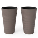 45 cm Tall Flower Pot Set of 2 with Insert Bucket and Handle Design-Brown by DirectDeals