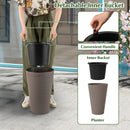 45 cm Tall Flower Pot Set of 2 with Insert Bucket and Handle Design-Brown by LJGDeals