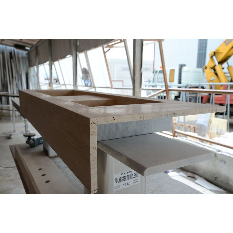 Travertine Double Sink - Handcrafted Custom Artisanal Stone Resort Luxury Bath, photo 13 of 21