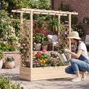 45 inch Tall Wooden Raised Garden Bed with Side Trellis and Hanging Roof by LJGDeals