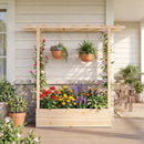 45 inch Tall Wooden Raised Garden Bed with Side Trellis and Hanging Roof by LJGDeals
