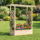 45 inch Tall Wooden Raised Garden Bed with Side Trellis and Hanging Roof by LJGDeals