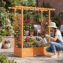 45 inch Tall Wooden Raised Garden Bed with Side Trellis and Hanging Roof by LJGDeals