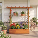 45 inch Tall Wooden Raised Garden Bed with Side Trellis and Hanging Roof by LJGDeals