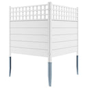 45 x 45.5 Inch Air Conditioner Fence Panels with Metal Ground Stakes-White