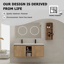 48" Wall Mounted Bathroom Vanity With Double Resin Sink And Storage Rack Soft Close Doors Plywood Construction - Imitative Oak by HouseOfZazla