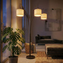 Royal - 3 Arm Arc Floor Lamp, Oil Rubbed Bonze With Linen Shade, 4 Way Rotary Switch - Oil-Rubbed Bronze by HouseOfZazla