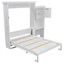 Queen Size Murphy Bed With Louvered Design And Multiple Storage Shelves - White by HouseOfZazla