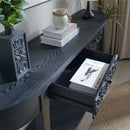 Carved Console Table With Storage Shelf For Living Room - Black by HouseOfZazla