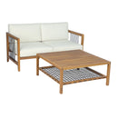 2-Piece Acacia Wood Outdoor Loveseat with Coffee Table
