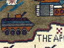 Afghan War Rug, Helicopters Tanks Guns, Handmade, Wool, 2x3