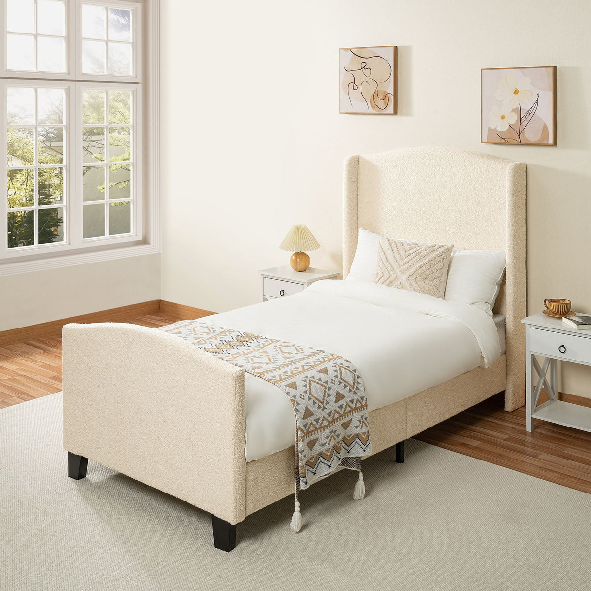 Platform Bed Frame With Tall Headboard And High Footboard, photo 33 of 40