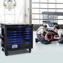 12 Layer Drawer Multi Purpose Tool Cart With Wheels And Iron Top - Black / Blue by HouseOfZazla