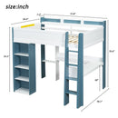 Loft Bed With Built In Storage Shelves, Clothes Rail, And Desk by HouseOfZazla