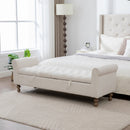 Modern Upholstered Storage Bench With Double Lids