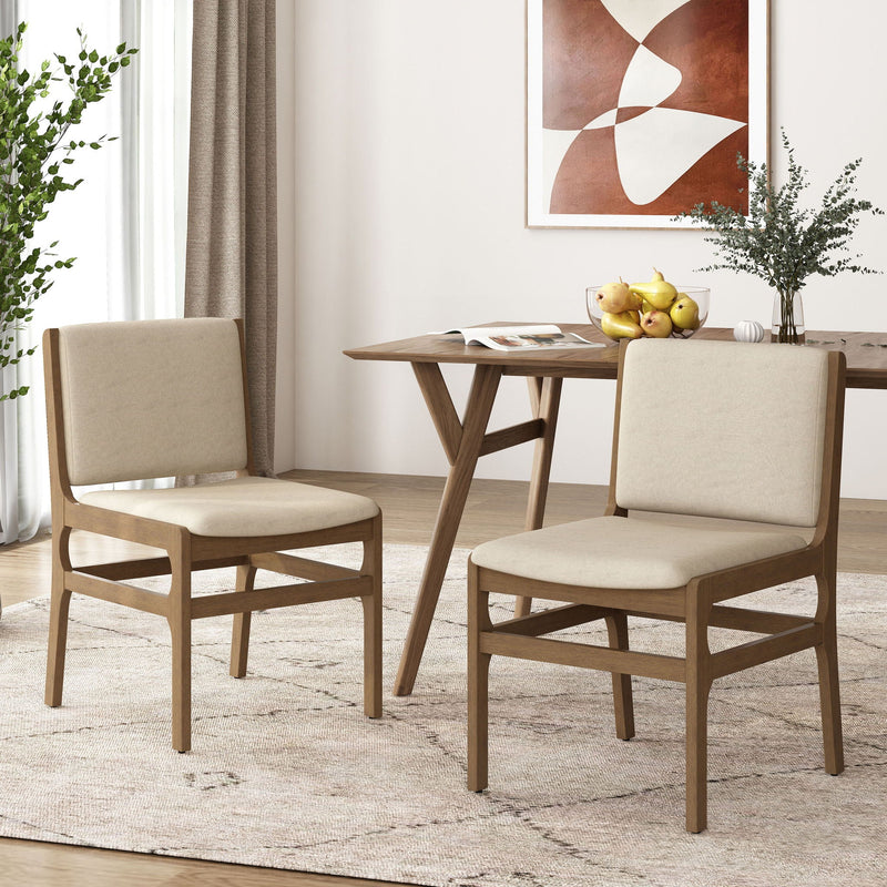 Contemporary Dining Chair Set Upholstered Fabric With Rubberwood Frame, photo 7 of 14