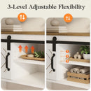Entryway Table With Sliding Barn Door Storage - White / Oak by HouseOfZazla