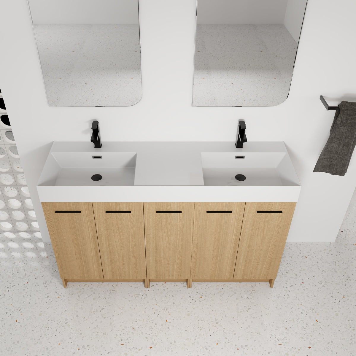 60" Double Sink Bathroom Vanity with Extra-Large Storage, photo 4 of 10