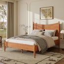 Queen Size Solid Wood Platform Bed with Curved Headboard