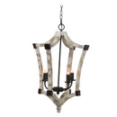 4 - Light Wood Chandelier, Hanging Light Fixture with Adjustable Chain for Kitchen Dining Room Foyer Entryway, Bulb Not Included