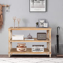 Rustic 3-Tier Console Table with Gothic-Inspired Details