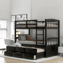 Bunk Bed With Trundle And Drawers, Arched Headboard And Footboard by Unique Piece Furniture
