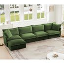Slipcovered L Shape Sectional Long Sofa Couch - 4 Seater