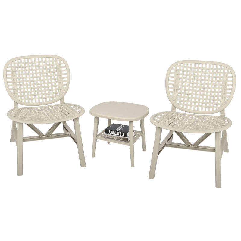 Walker Edison | All Weather 3 Piece Retro Patio Table Chair Set