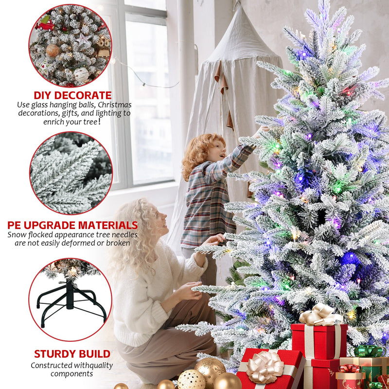 6FT Snow Flocked Artificial Christmas Tree with LED Lights, photo 4 of 10