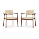 Dining Room Chairs, Ideal For Home & Kitchen (Set of 2) - Beige / Dark Walnut
