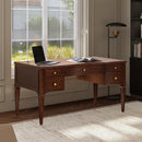 Dauphin Gold Accent 5-Drawer Wood Executive Desk Dark Walnut Ash Wood & Veneer by HouseOfZazla
