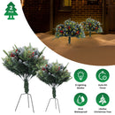 2Pcs Christmas Tree Urn Filler With Light Artificial Lighted Xmas Trees Light with Cones Berries Holiday Planter Filler LED Pathway Pine Tree IP44 Wat