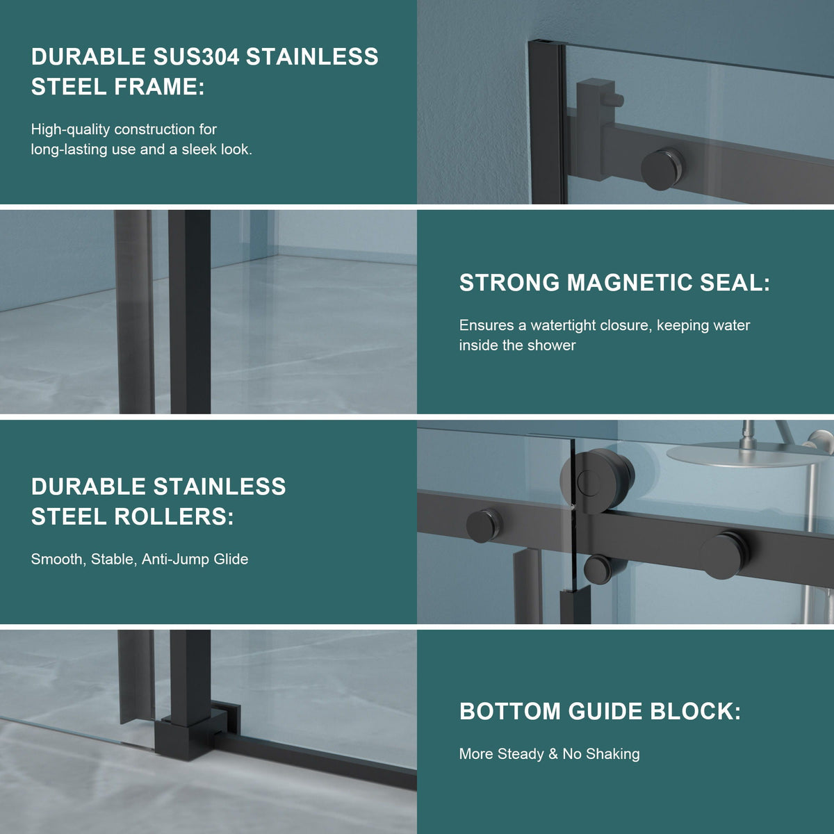 Modern Single Slide Shower Door, Tempered Glass, Stainless Steel Frame, photo 6 of 21