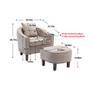 Accent Chair with Ottoman, Mid Century Modern Barrel Chair Upholstered Club Tub Round Arms Chair for Living Room