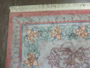 9' X 12' Vintage Handmade Chinese Carving Sculpture Wool Rug Flower Design Pink Carpet