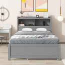 Full Size Platform Bed With Trundle, Drawers, USB Ports And Built In Shelves - Gray by HouseOfZazla
