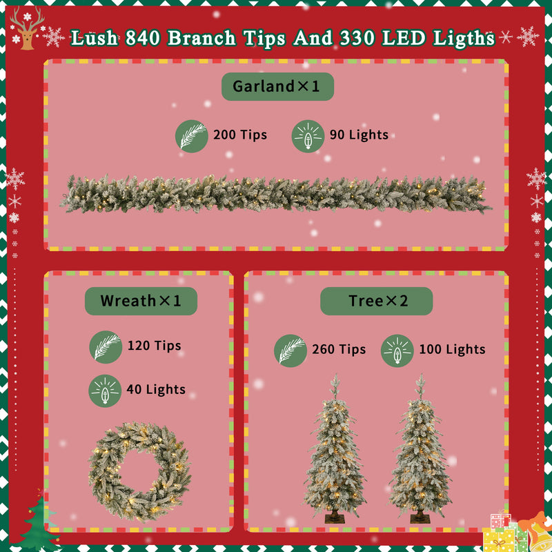 Pre-Lit Christmas Artificial Tree 4-Piece Set, photo 4 of 8