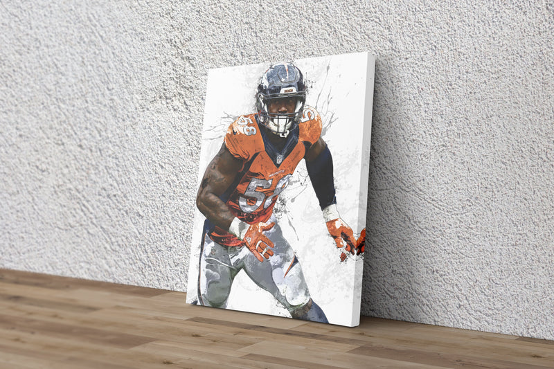 Von Miller Poster Denver Broncos Football Painting Hand Made Posters Canvas Print Kids Wall Art Man Cave Gift Home Decor