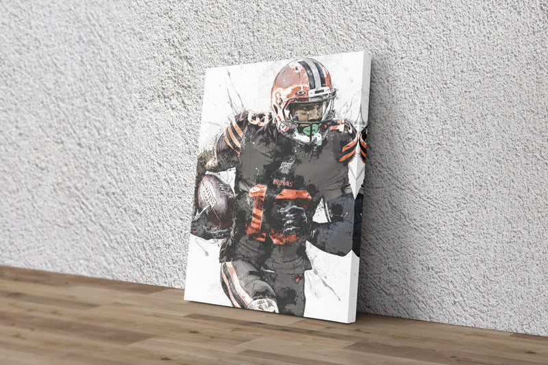 Odell Beckham Jr. Art Poster Cleveland Browns Football Hand Made Posters Canvas Framed Print Wall Kids Art Man Cave Gift Home Decor