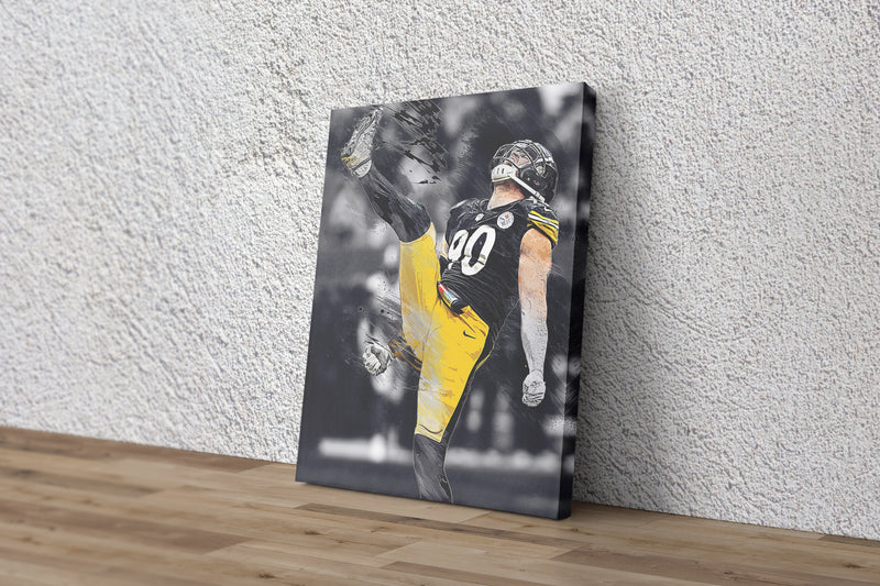 T.J.Watt Poster Celebration Pittsburgh Steelers Football Hand Made Posters Canvas Framed Print Wall Kids Art Man Cave Gift Home Decor