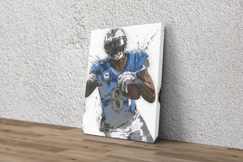 Calvin Johnson Poster Detroit Lions Football Made Posters Canvas Print Wall Art Man Cave Gift Home Kids Decor