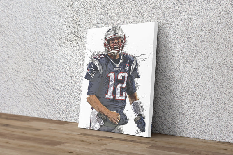 Tom Brady Poster New England Patriots Football Hand Made Posters Canvas Print Kids Wall Art Man Cave Gift Home Decor