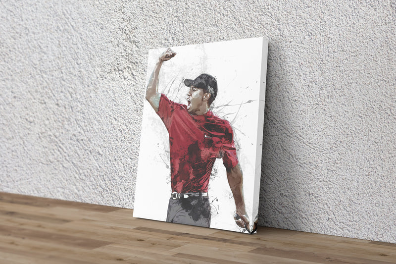 Tiger Woods Poster Masters Celebration Painting Golf Hand Made Posters Canvas Print Kids Wall Art Man Cave Gift Home Decor