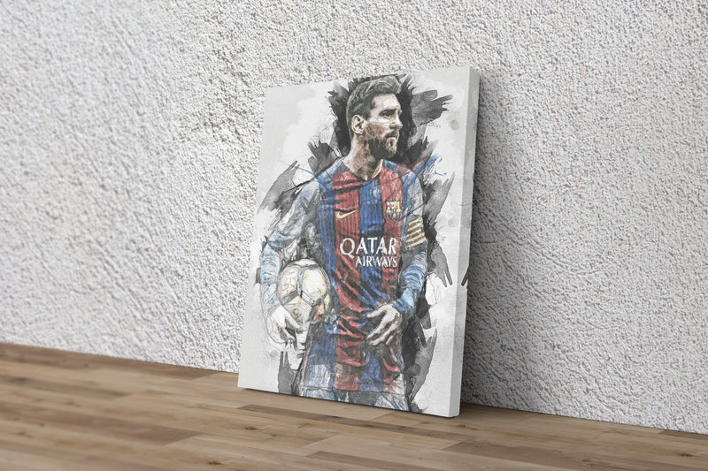 Lionel Messi Poster Barcelona Soccer Player Hand Made Posters Canvas Framed Print Wall Kids Art Man Cave Gift Home Decor