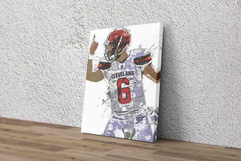 Baker Mayfield Poster Cleveland Browns Football Painting Hand Made Posters Canvas Print Kids Wall Art Man Cave Gift Home Decor