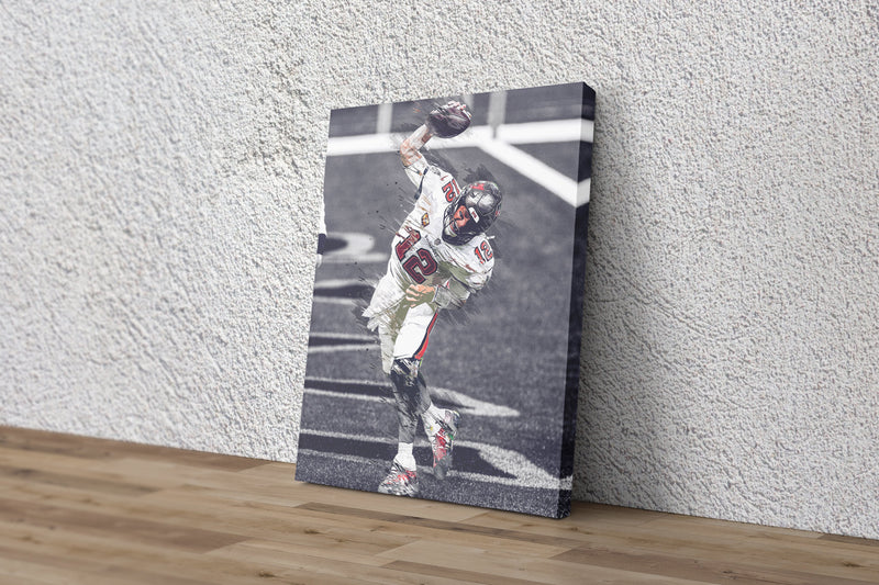 Tom Brady Spiking the Ball Poster Tampa Bay Buccaneers Football Hand Made Posters Canvas Print Kids Wall Art Home Man Cave Gift Decor