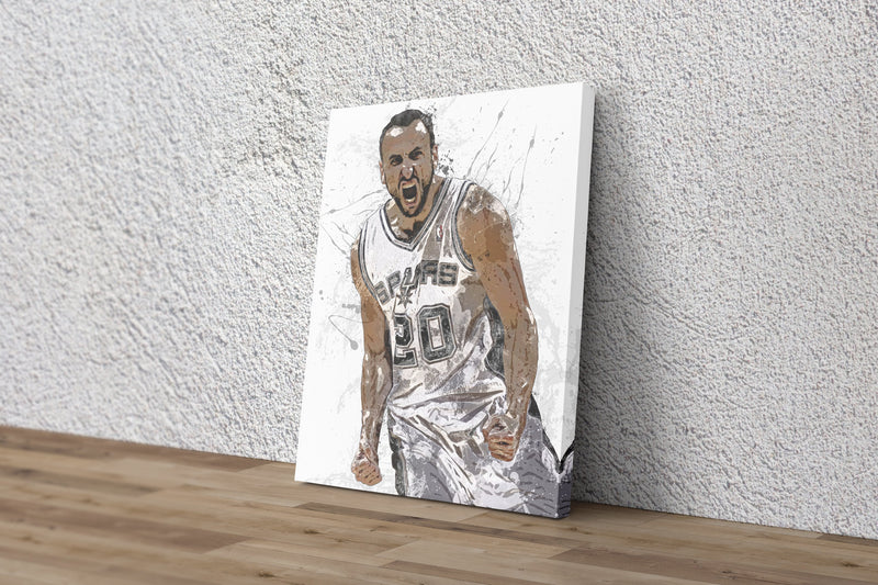 Manu Ginobili Poster San Antonio Spurs Basketball Painting Hand Made Posters Canvas Print Kids Wall Art Home Man Cave Gift Decor